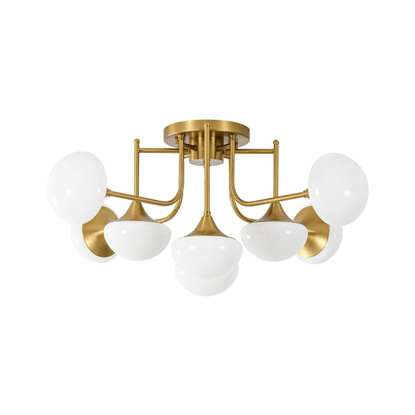Blossom Brass 8-Light Glossy Domed Glass Semi-flush Mount