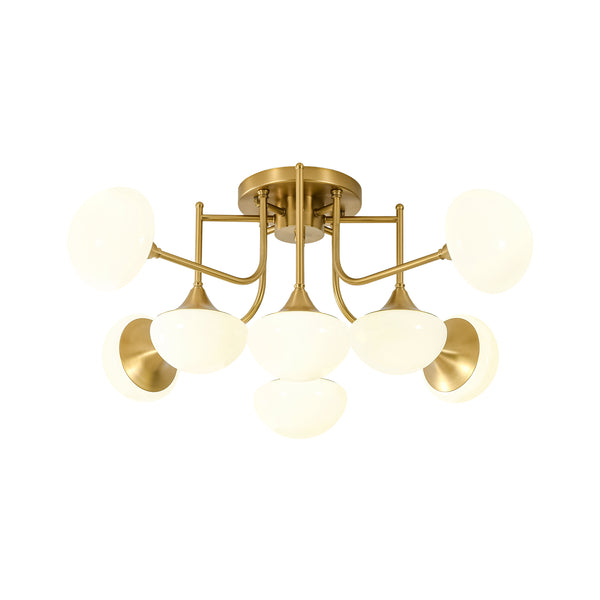 Blossom Brass 8-Light Glossy Domed Glass Semi-flush Mount