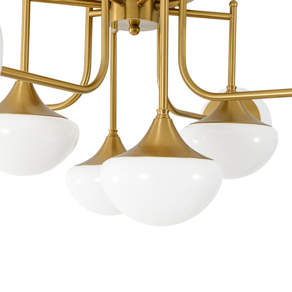 Blossom Brass 8-Light Glossy Domed Glass Semi-flush Mount