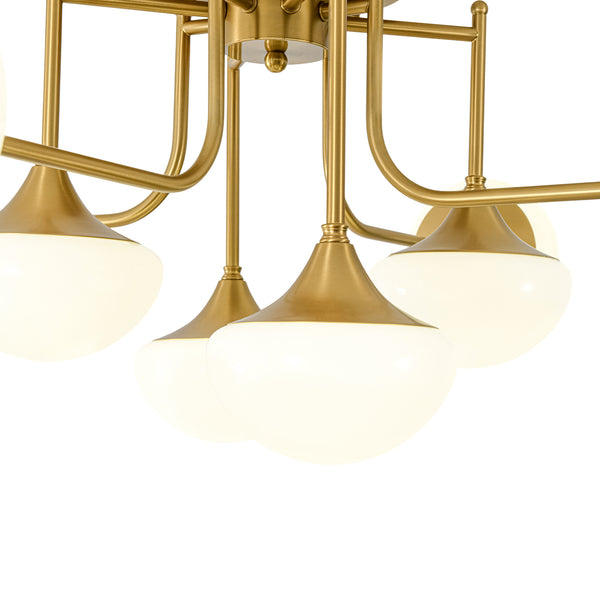 Blossom Brass 8-Light Glossy Domed Glass Semi-flush Mount