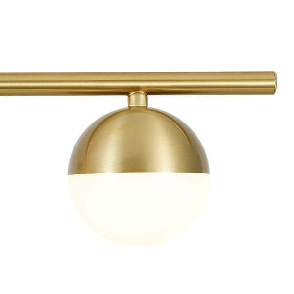 Mid-century Brass 3-Light Acrylic Half-sphere Linear Pendant