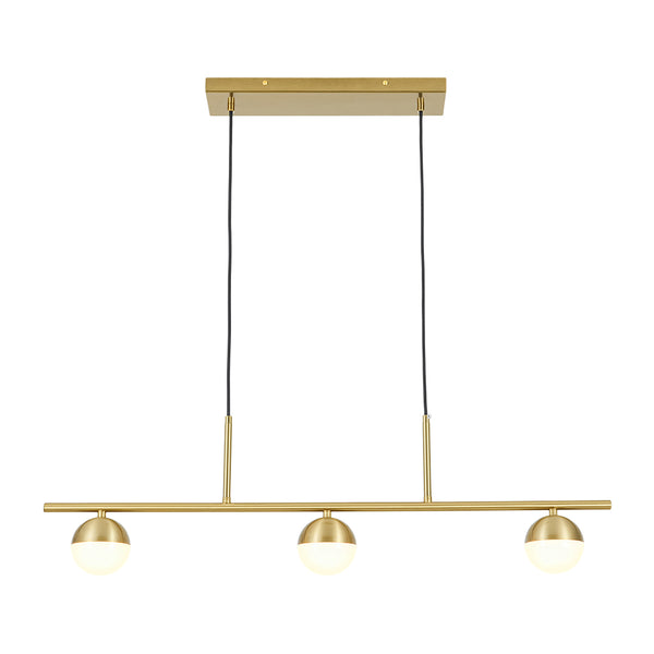 Mid-century Brass 3-Light Acrylic Half-sphere Linear Pendant