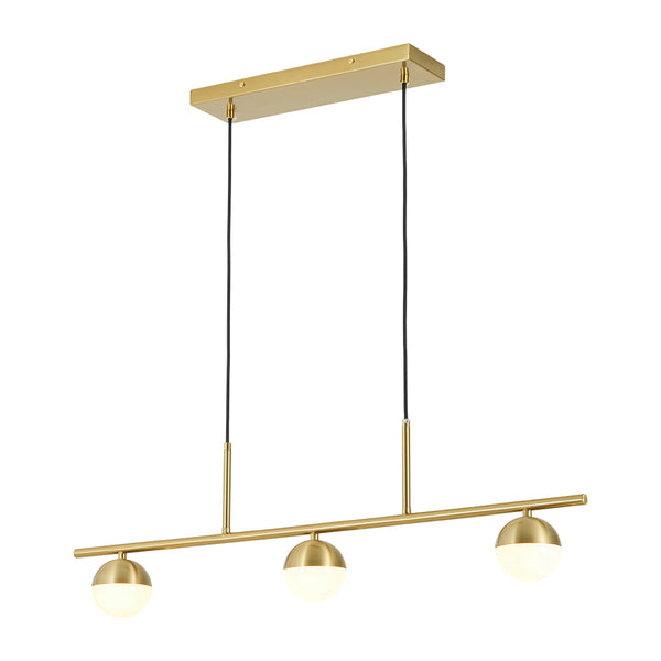 Mid-century Brass 3-Light Acrylic Half-sphere Linear Pendant