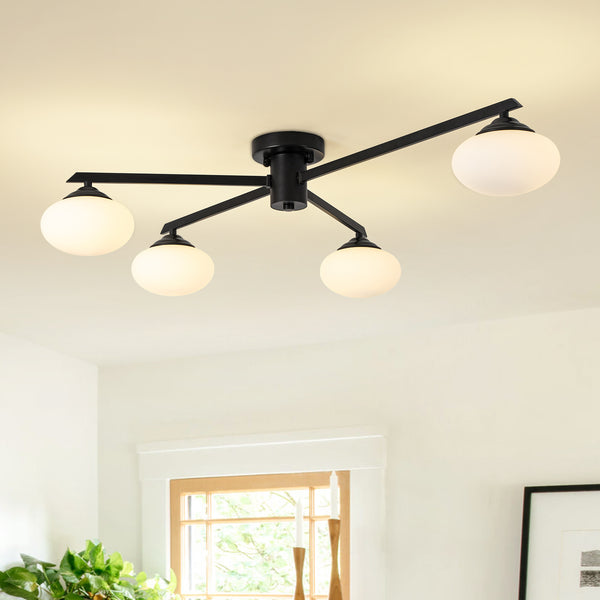 Mid-century Brass Asymmetry Sputnik Semi-flush Mount