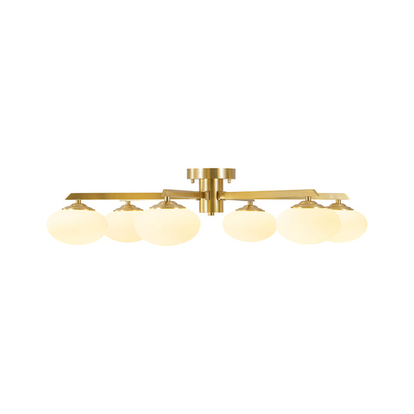 6-Light Frosted Opaline Oval Glass  Sputnik Semi-flush Mount