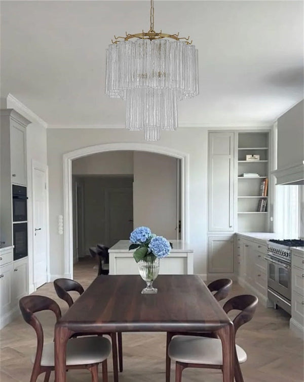 Mid-century Modern 3-Light Tronchi Murano Glass Tiered Chandelier