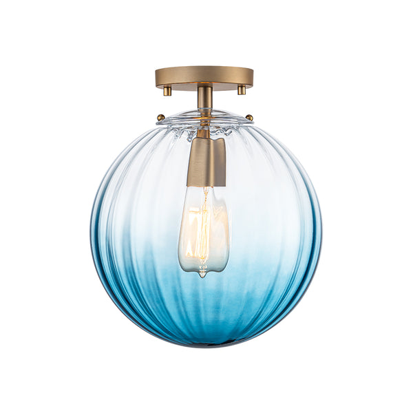 Minimalism 1-Light Striped Glass Orb Semi-flush Mount
