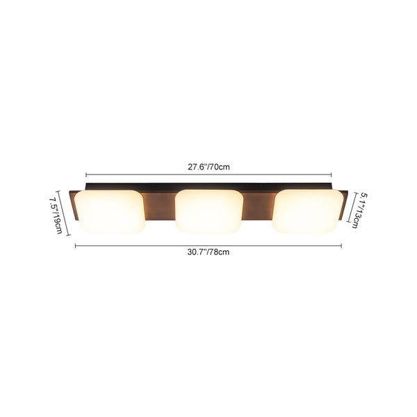 Minimalist 3-Light Crafted Faux Wood Linear Dimmable LED Ceiling Light