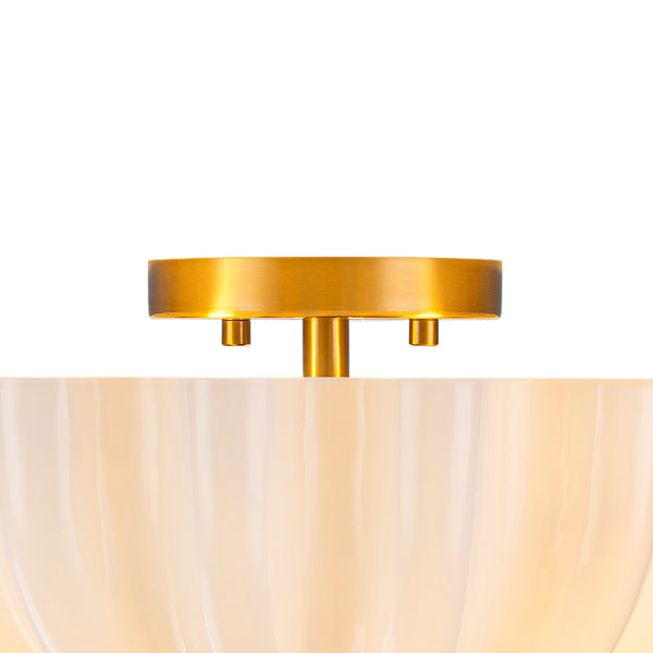 Modern 3-Light Glossy White Daisy Glass Semi-Flush Mount