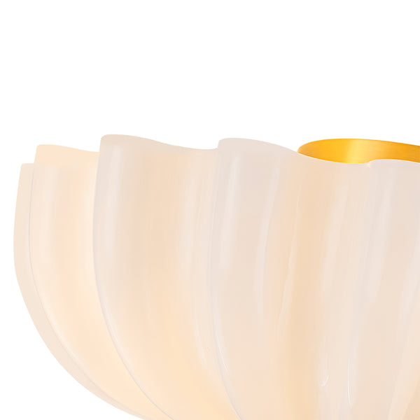 Modern 3-Light Glossy White Daisy Glass Semi-Flush Mount