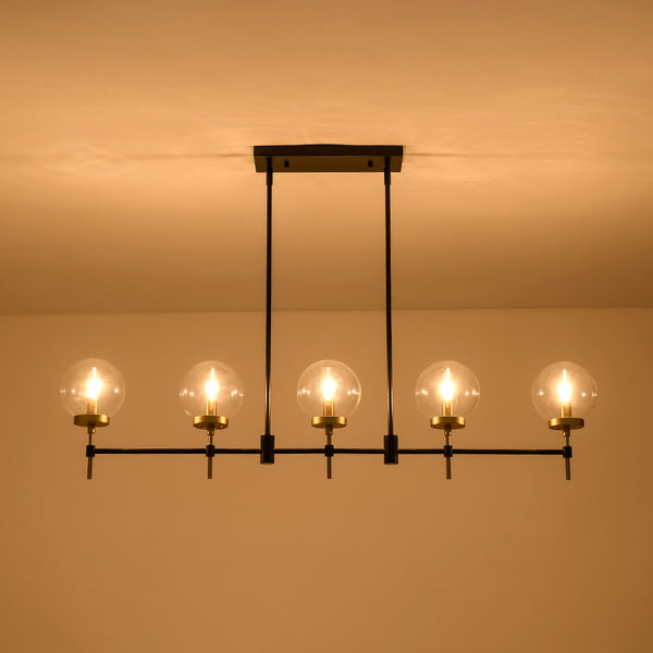 Modern Farmhouse 5-Light Clear Glass Linear Chandelier