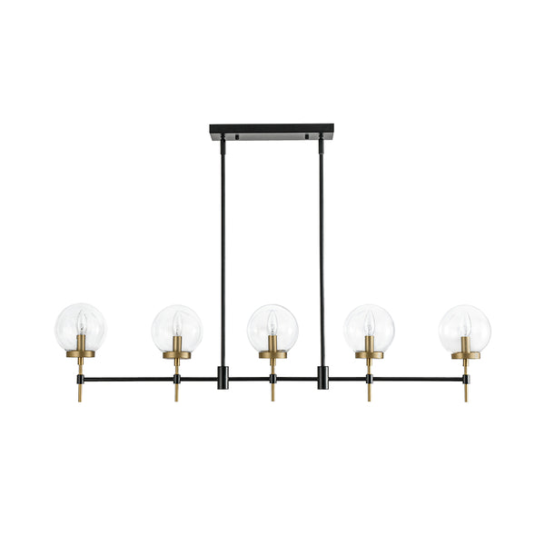 Modern 5-Light Clear Glass Linear Chandelier