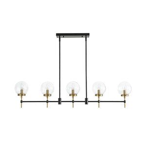 Modern 5-Light Clear Glass Linear Chandelier