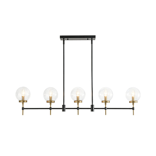 Modern 5-Light Clear Glass Linear Chandelier