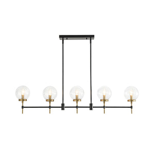 Modern 5-Light Clear Glass Linear Chandelier