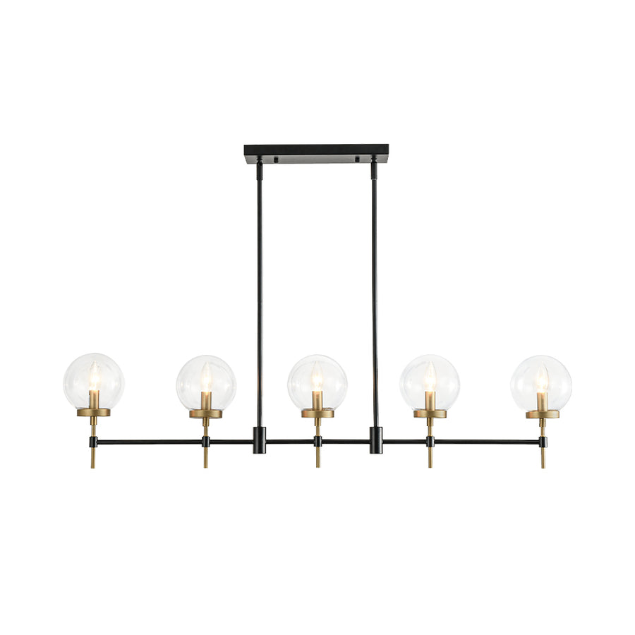 Modern 5-Light Clear Glass Linear Chandelier