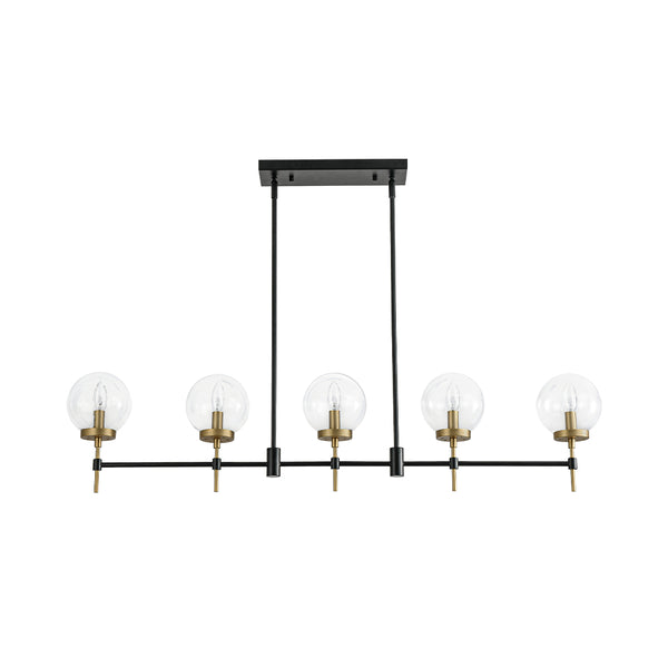 Modern 5-Light Clear Glass Linear Chandelier