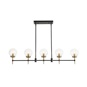 Modern 5-Light Clear Glass Linear Chandelier