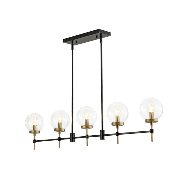 Modern Farmhouse 5-Light Clear Glass Linear Chandelier