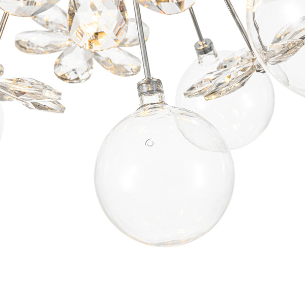 Modern 9-Light Crystal Mixed Glass Bubble Sphere Starburst Chandelier