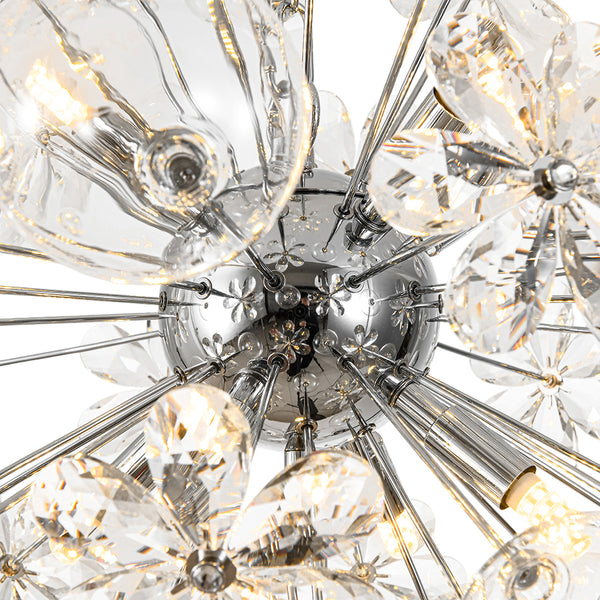 Modern 9-Light Crystal Mixed Glass Bubble Sphere Starburst Chandelier