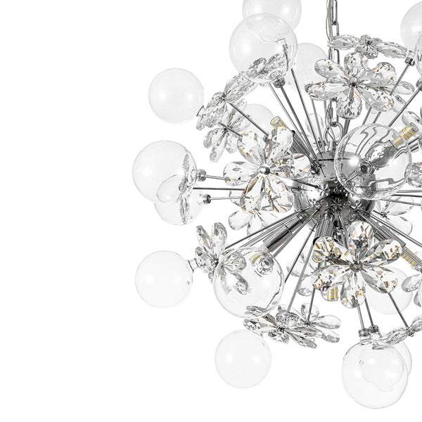 Modern 9-Light Crystal Mixed Glass Bubble Sphere Starburst Chandelier