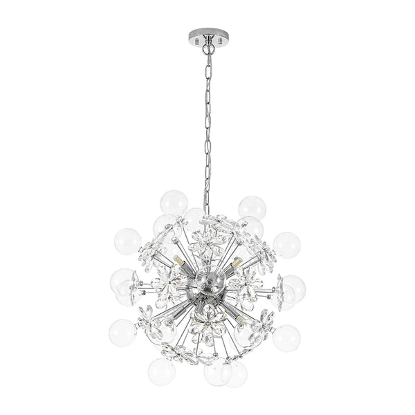 Modern 9-Light Crystal Mixed Glass Bubble Sphere Starburst Chandelier