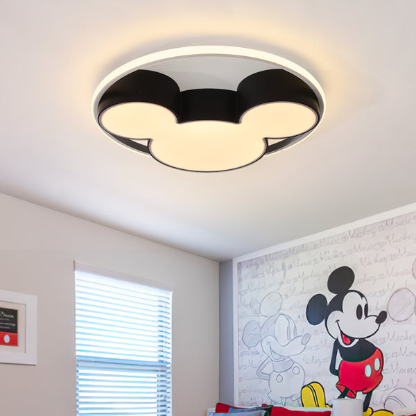 Modern Black Mickey Mouse Dimmable LED Flush Mount