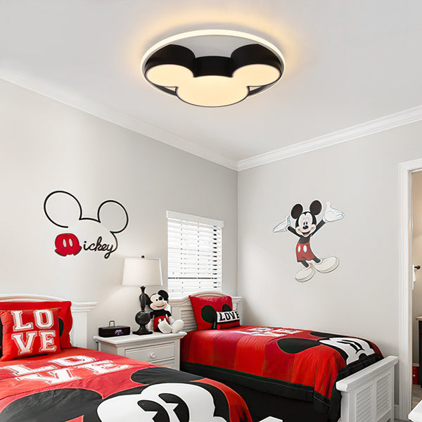 Modern Black Mickey Mouse Dimmable LED Flush Mount