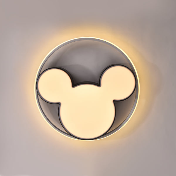 Modern Black Mickey Mouse Dimmable LED Flush Mount