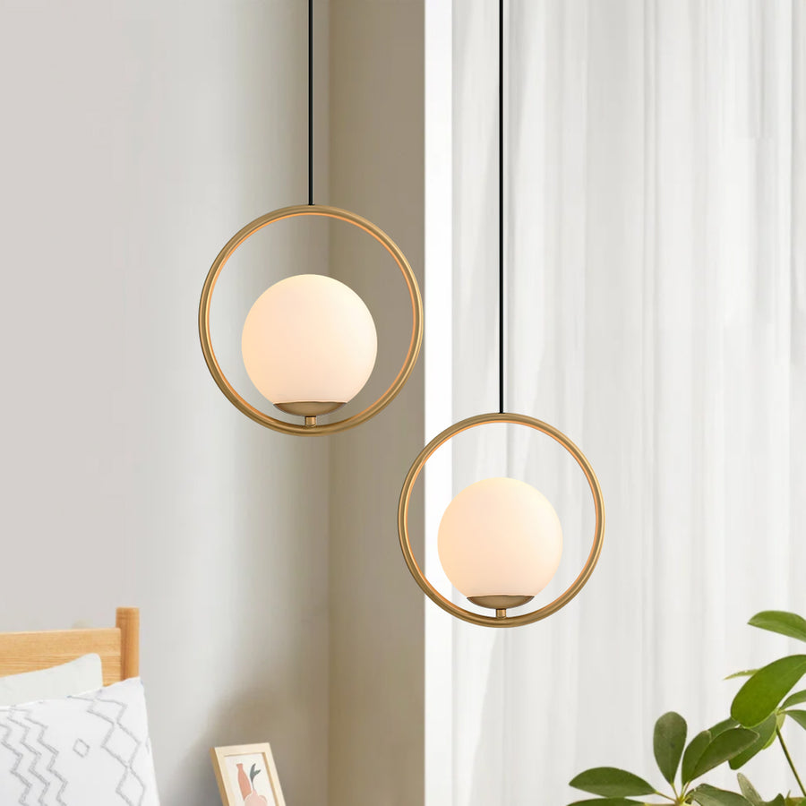 Modern Brass Hanging Globe Pendant Light
