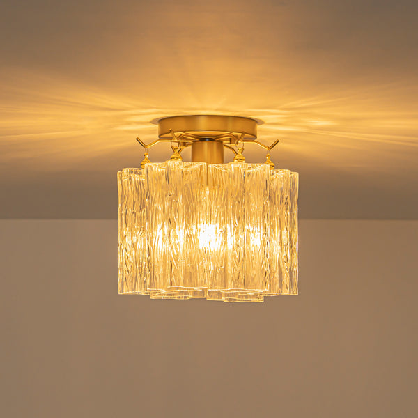 Modern Glam 1-Light Tronchi Murano Glass Stacked Semi-flush Mount