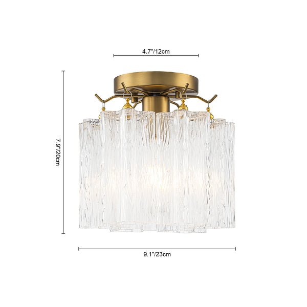 Modern Glam 1-Light Tronchi Murano Glass Stacked Semi-flush Mount