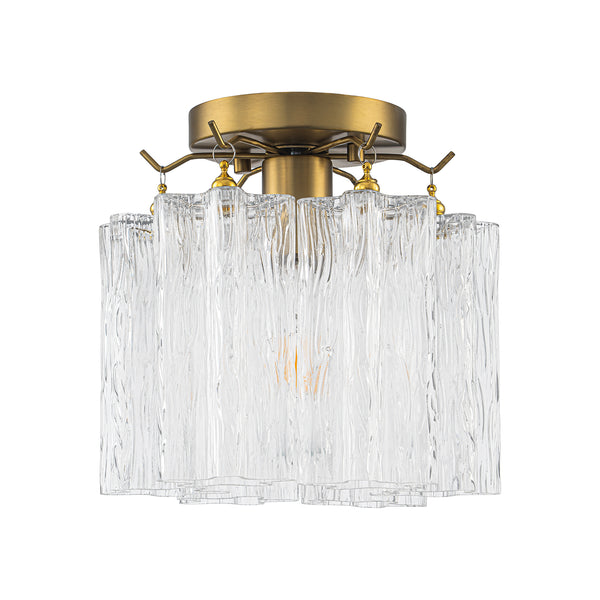 Modern Glam 1-Light Tronchi Murano Glass Stacked Semi-flush Mount