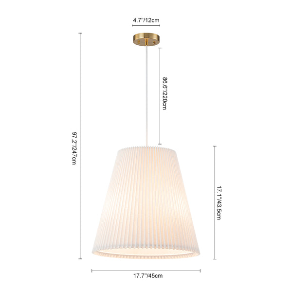 Modern Rustic 3-Light A-line Pleated Conical Drum Pendant