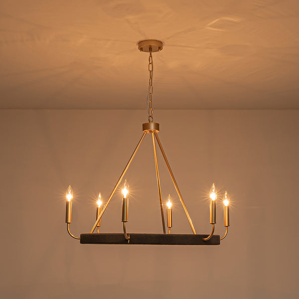 Modern Rustic 6-Light Candlestick Cotton thread Wagon Wheel Chandelier