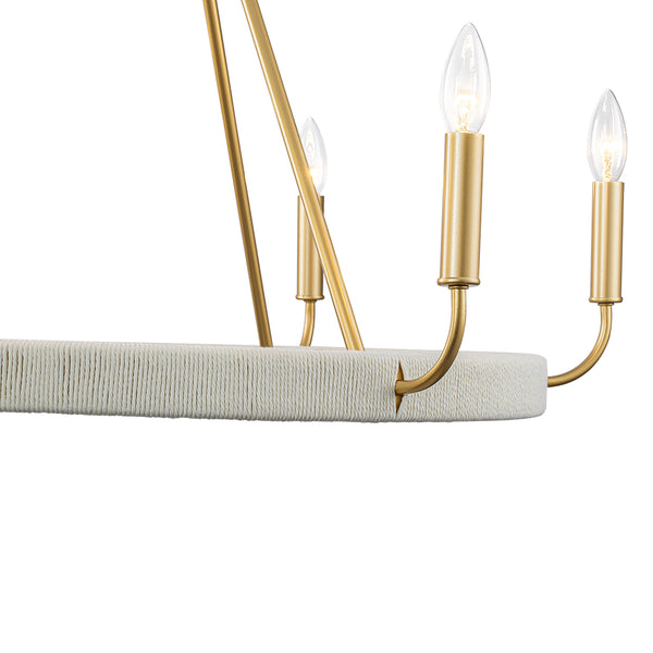 Modern Rustic 6-Light Candlestick Cotton thread Wagon Wheel Chandelier