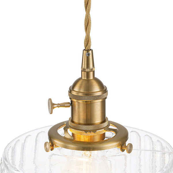 Modern 1-Light Fluted Drum Glass Single Island Pendant