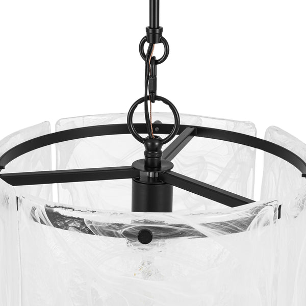 Modern 1-Light White Strie Glass Cylinder Single Pendant