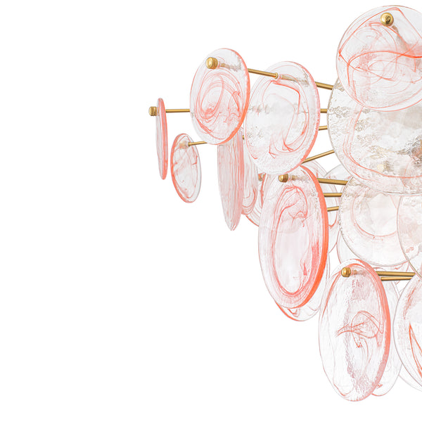Modern 9-Light White Strie Glass Tiered Chandelier