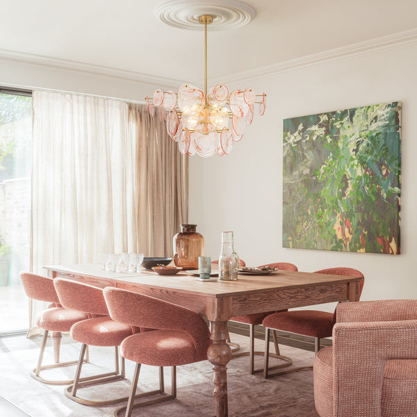 Modern 9-Light White Strie Glass Tiered Chandelier