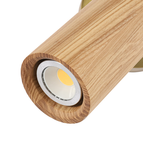 Adjustable 1-Light Spotlight Cylindrical Wood Wall Sconce
