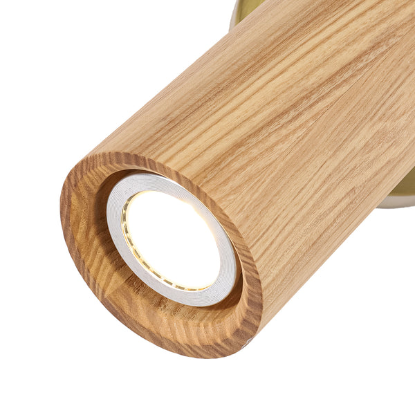 Adjustable 1-Light Spotlight Cylindrical Wood Wall Sconce