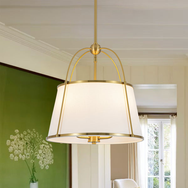 Modern Farmhouse Tapered Fabric Drum Lantern Pendant