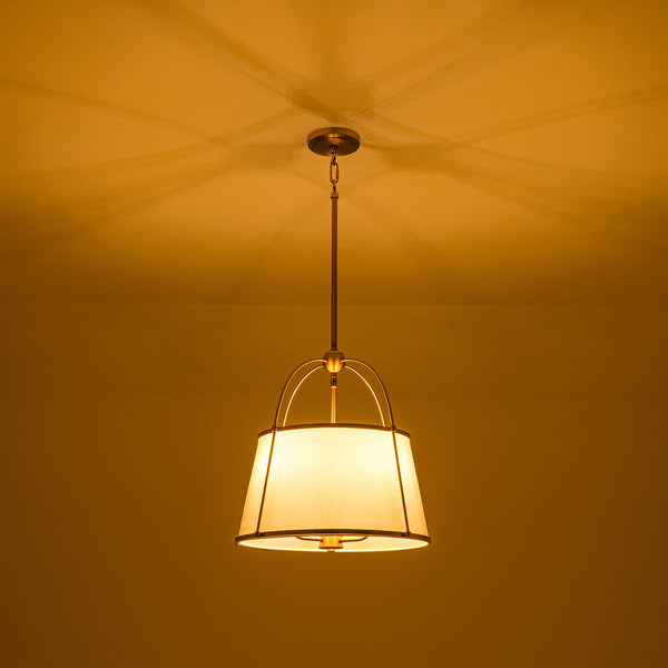 Modern Farmhouse Tapered Fabric Drum Lantern Pendant