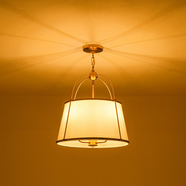 Modern Farmhouse Tapered Fabric Drum Lantern Pendant
