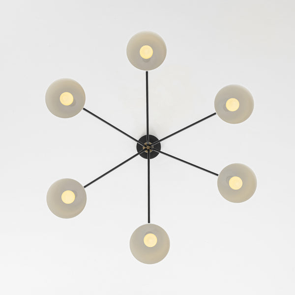 Sculptural 6-Light Metal Modern Linear Chandelier