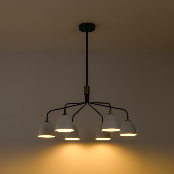 Sculptural 6-Light Metal Modern Linear Chandelier