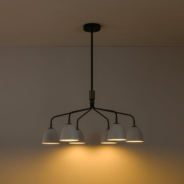 Sculptural 6-Light Metal Modern Linear Chandelier
