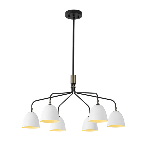 Sculptural 6-Light Metal Modern Linear Chandelier